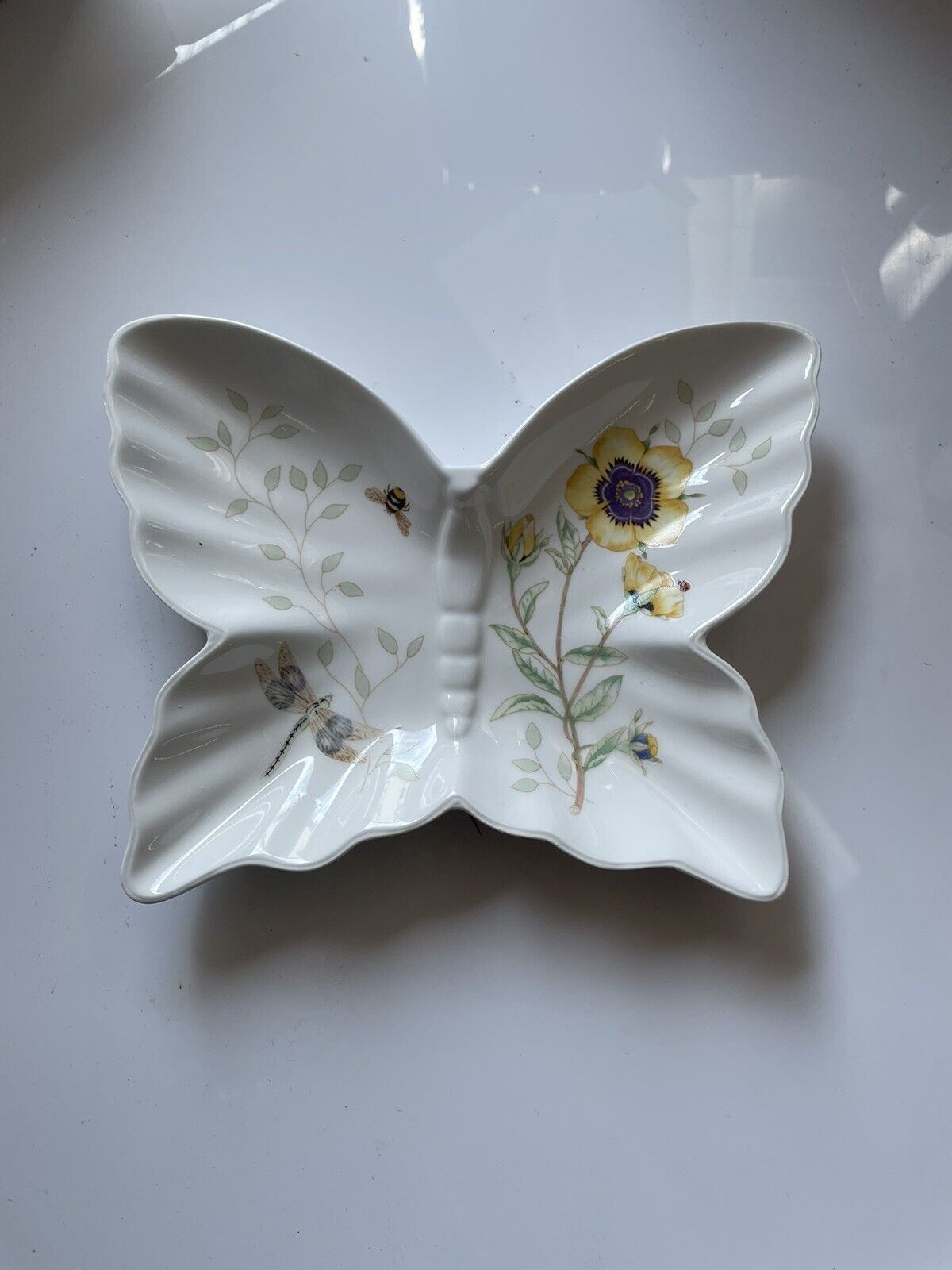 Lenox Butterfly Meadow soap dish - dragonfly - bee - flower - 760736