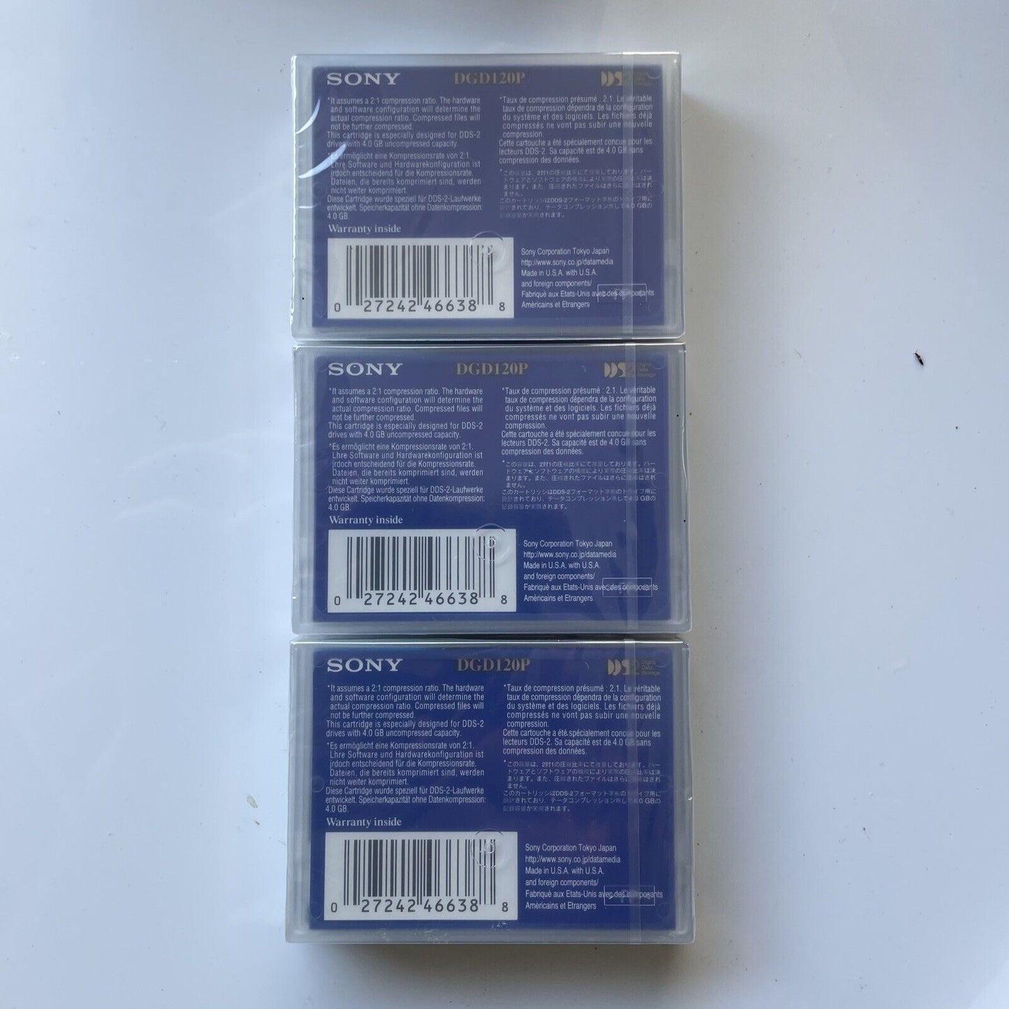 3 NEW Sony DDS-2 DGD120P 4mm 4GB/8GB Data Tape Cartridge 120m DDS2 DGD-120P