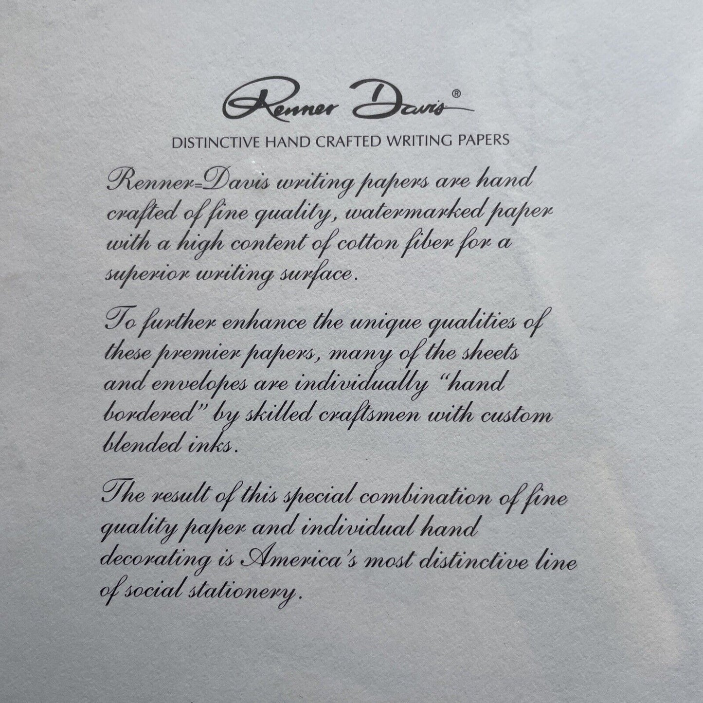 Lot Of 3 RENNER DAVIS Stationary 20 Hand Bordered Sheets & Envelopes 10.5x7”