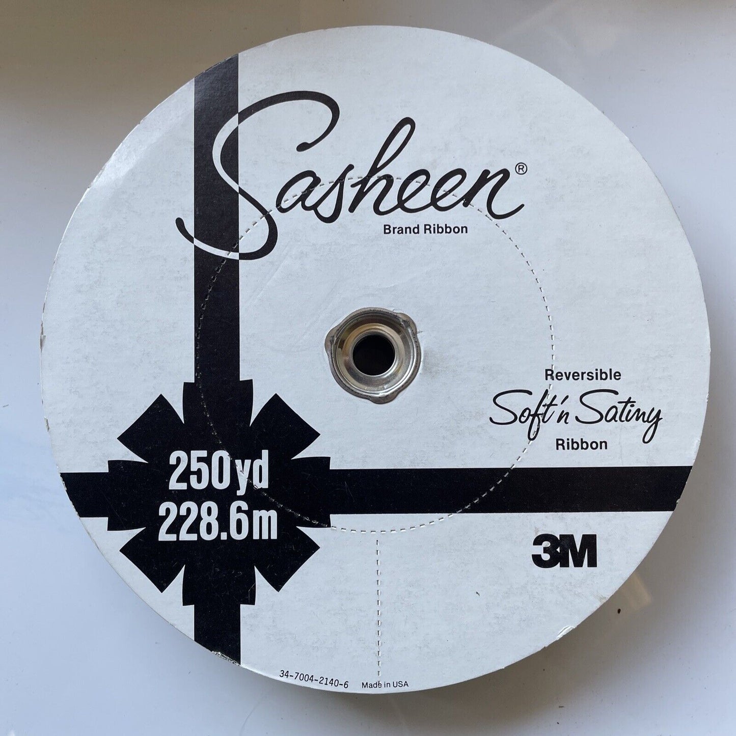 New 3M Sasheen Bow Making Ribbon 5/8" 250 YD vtg Nile Green 60s USA Holiday