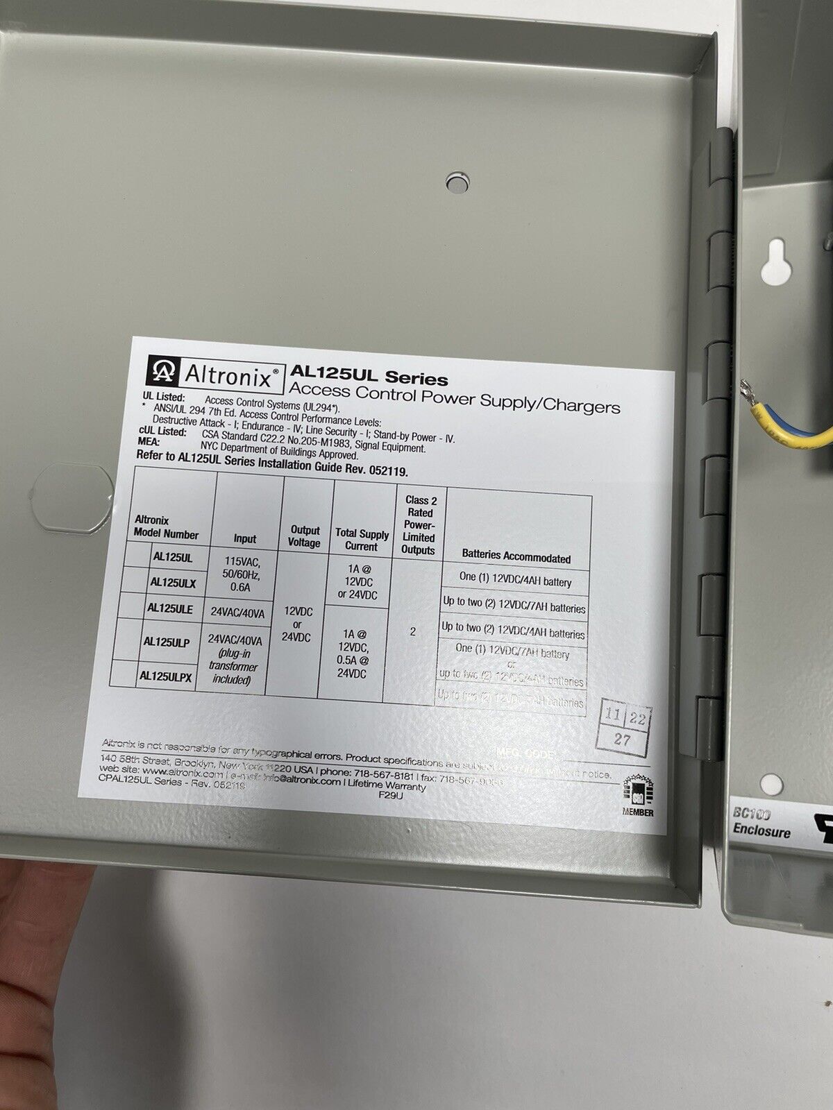 Altronix AL125UL Power Supply