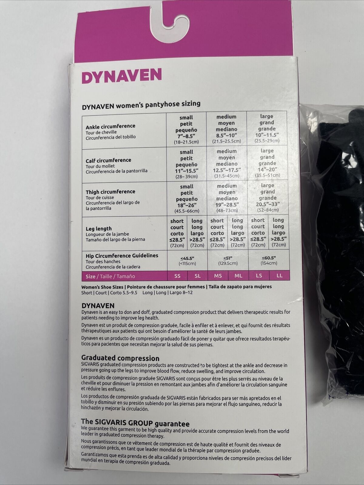 Sigvaris 970 Dynaven 30-40 mmHg Closed Toe Pantyhose Black 973P Size LL - A8