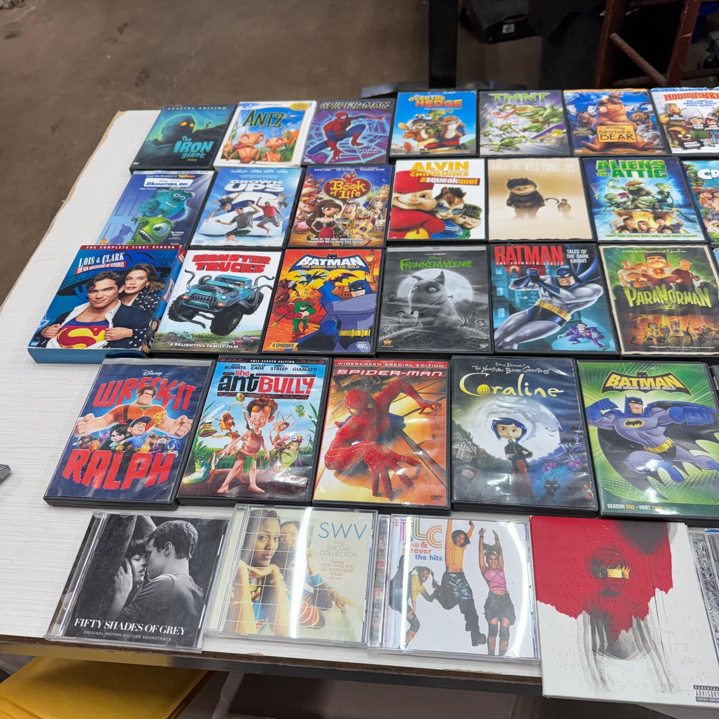 Media Lot, 41 dvds, video games, and CDs
