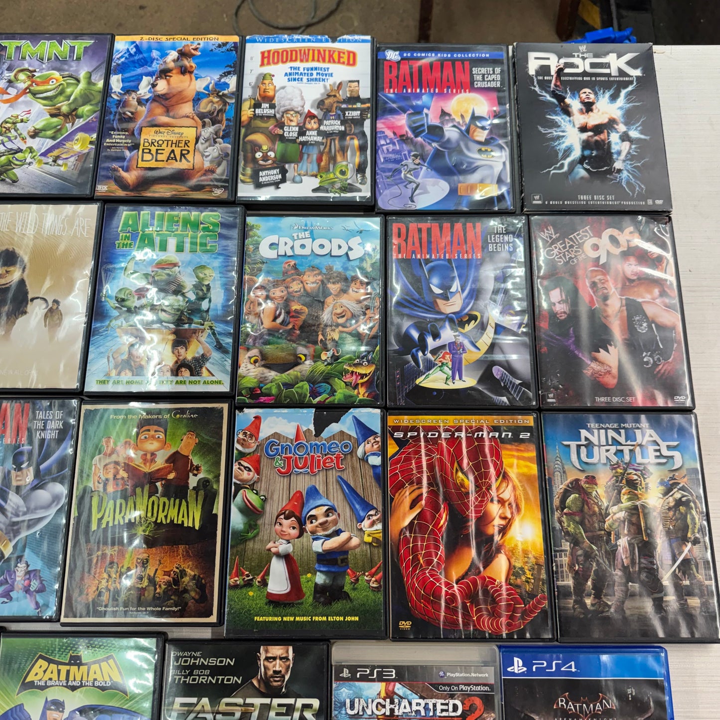 Media Lot, 41 dvds, video games, and CDs