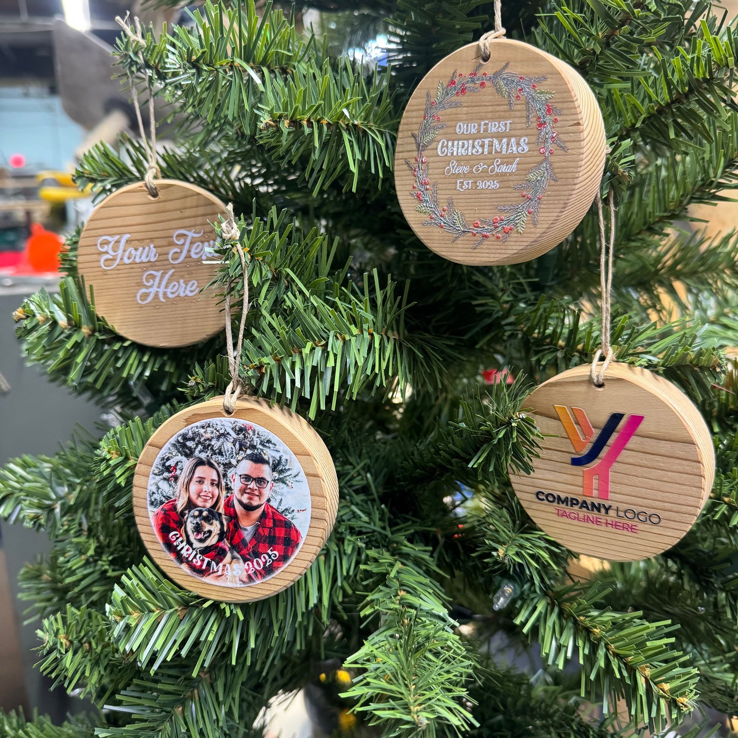 Cedar Christmas Ornament, Personalized