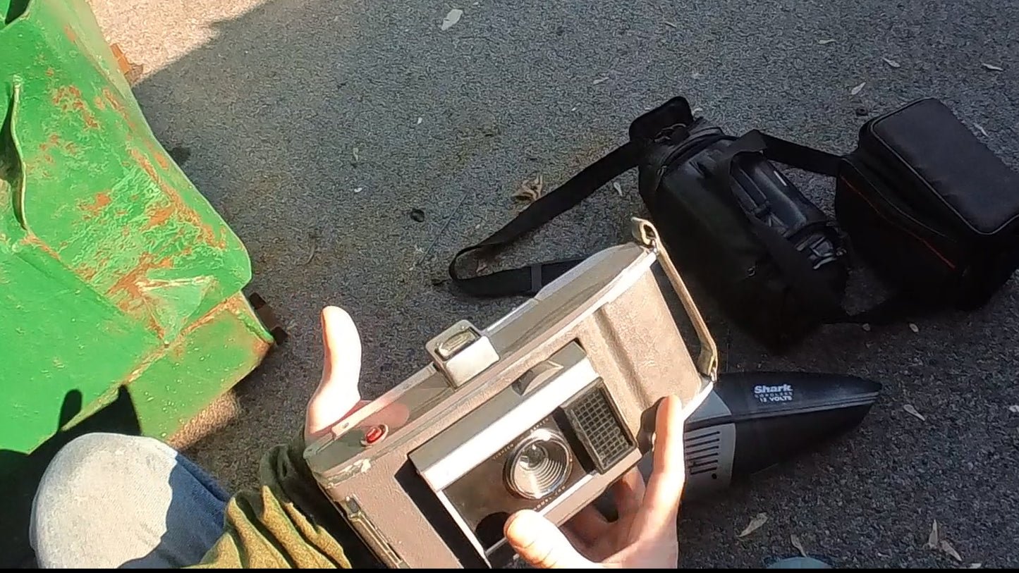 Camera Dumpster Lot, 2 Polaroid Cameras, 2 Camera Bags and More