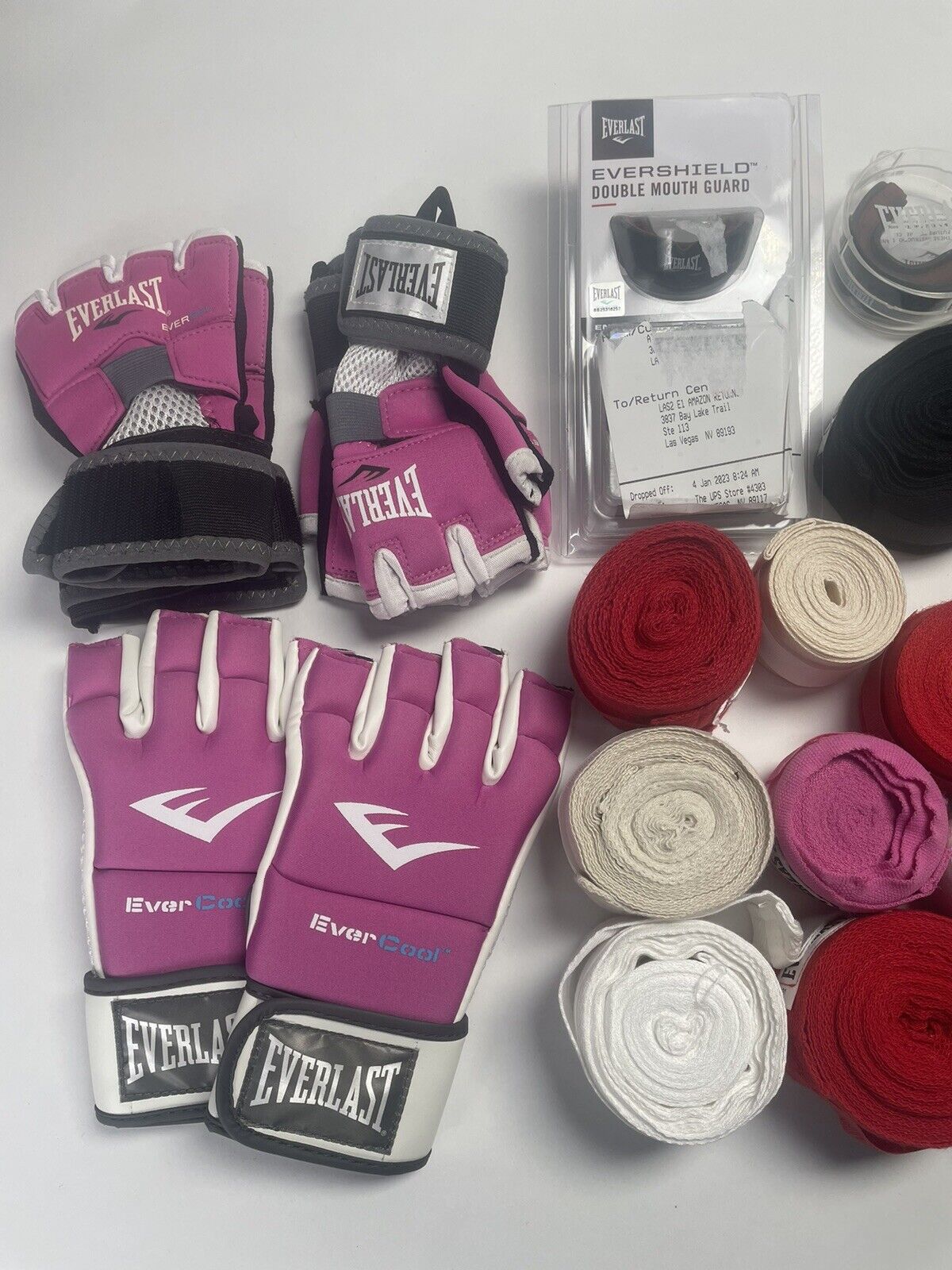 HUGE 30pc Lot of Everlast Classic Handwraps 120" + 3 Sets Gloves, 2 Mouth guards