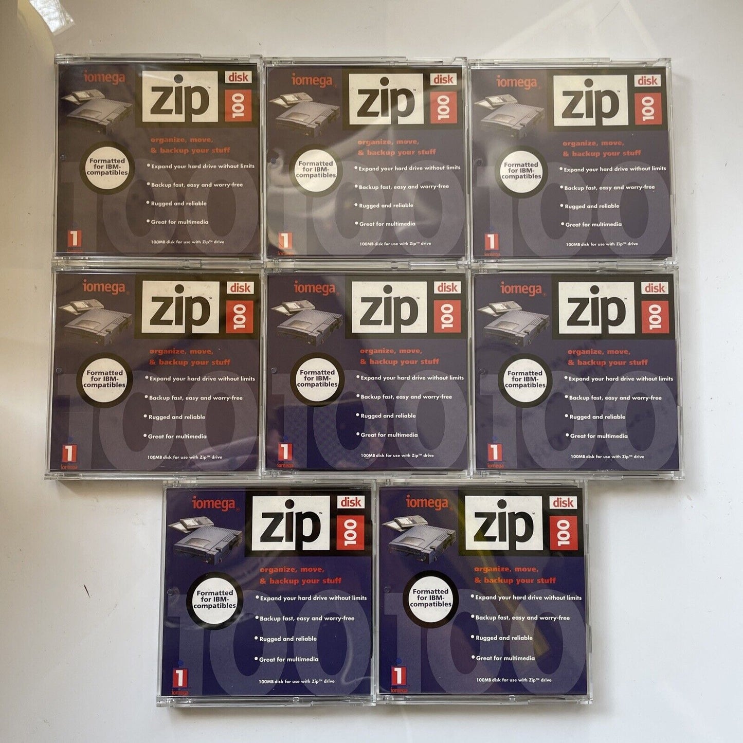 8 Original Vintage - IOMEGA - ZIP 100 DISK Disc Looks Unused Clean No use marks