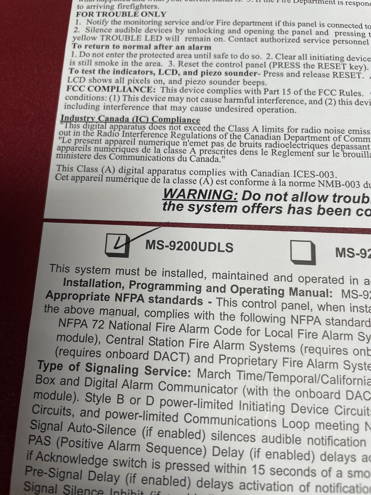 Fire-Lite MS-9200UDLS Fire Alarms