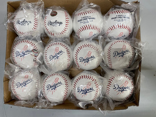 Lot Of 12 Los Angeles Dodgers MLB Souvenir Leather Baseball Rawlings - One Dozen