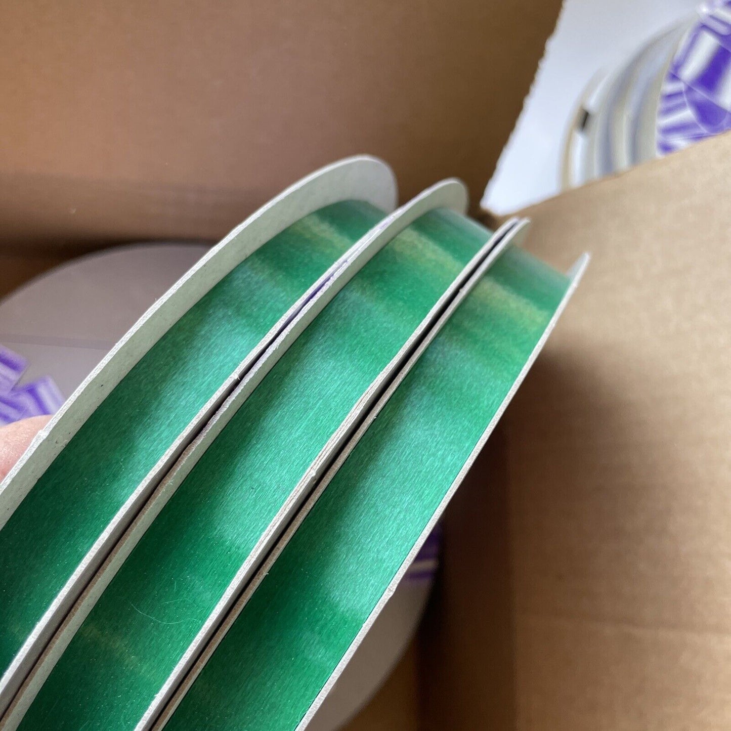 New NOS Sasheen Bow Making Ribbon 5/8" 250 YD vtg Emerald Green 60s USA Holiday
