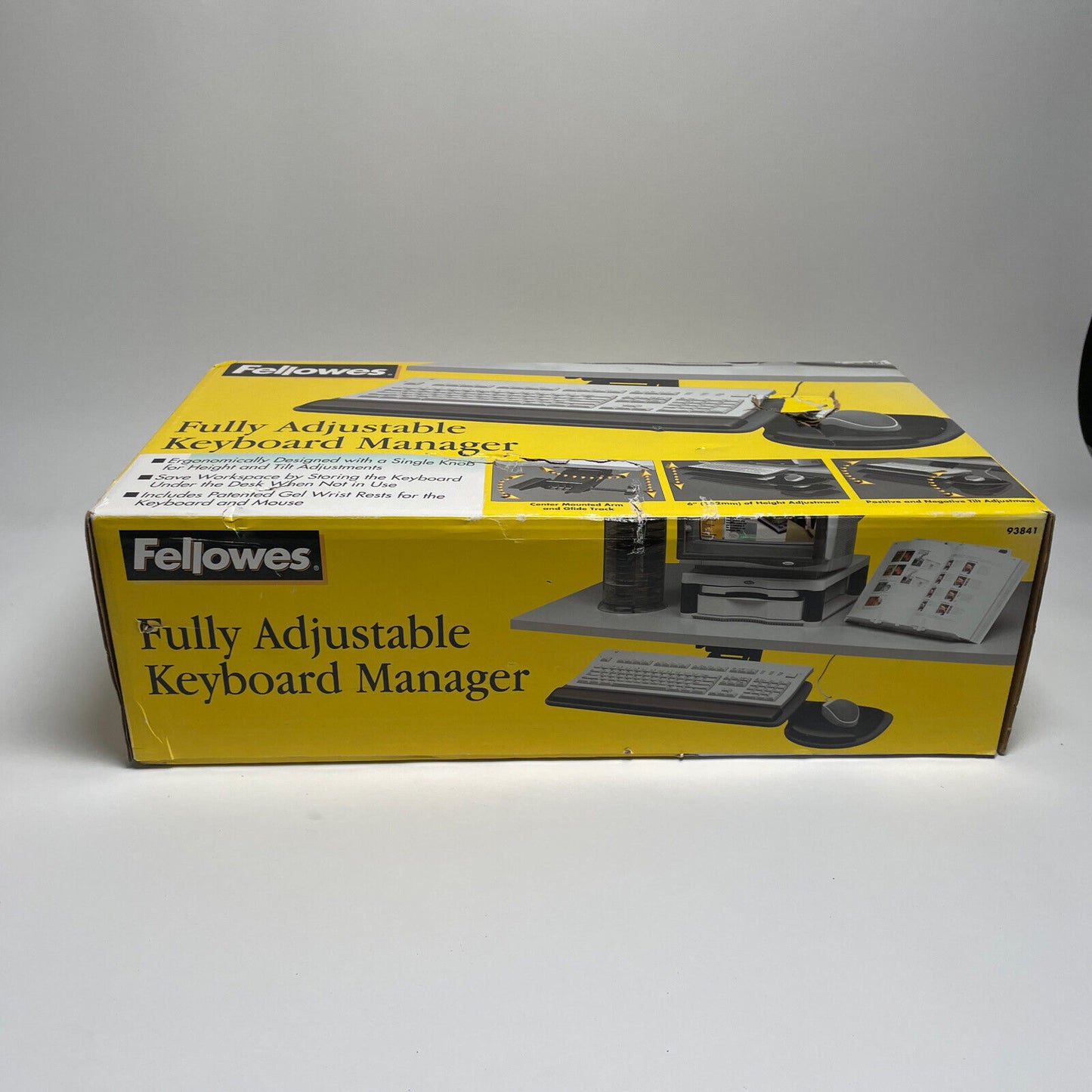 FELLOWES Underdesk KEYBOARD MANAGER Tray Mounts Desk Table 93801 NEW