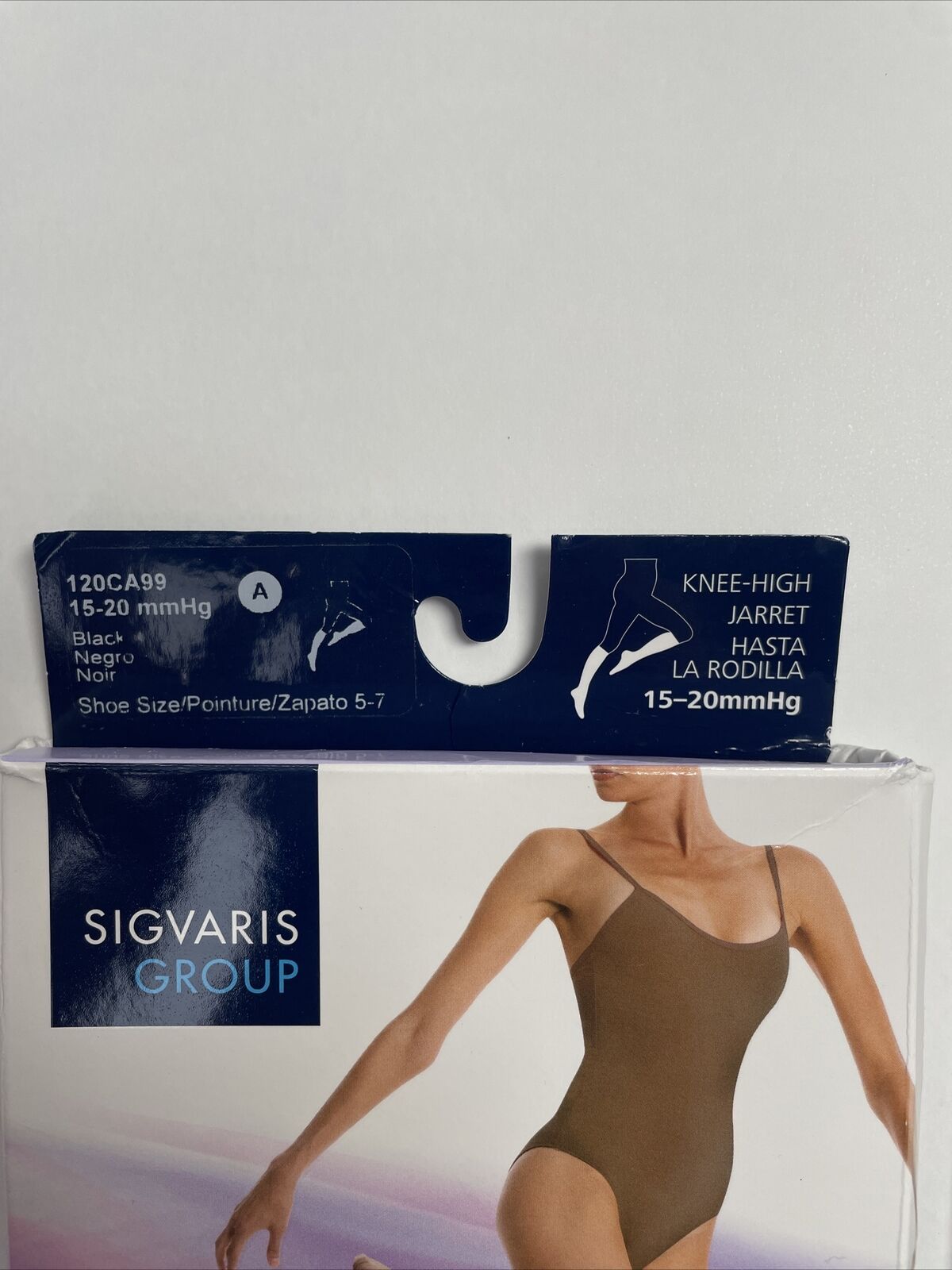 SIGVARIS Women's Sheer Fashion Knee High Compression Hosiery BLACK Sz A 15-20 A3