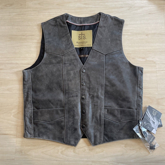 STS Ranchwear Men's Antique Leather Chisum Vest  - STS3642 MEDIUM