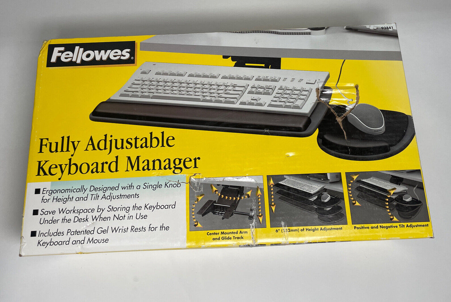 FELLOWES Underdesk KEYBOARD MANAGER Tray Mounts Desk Table 93801 NEW