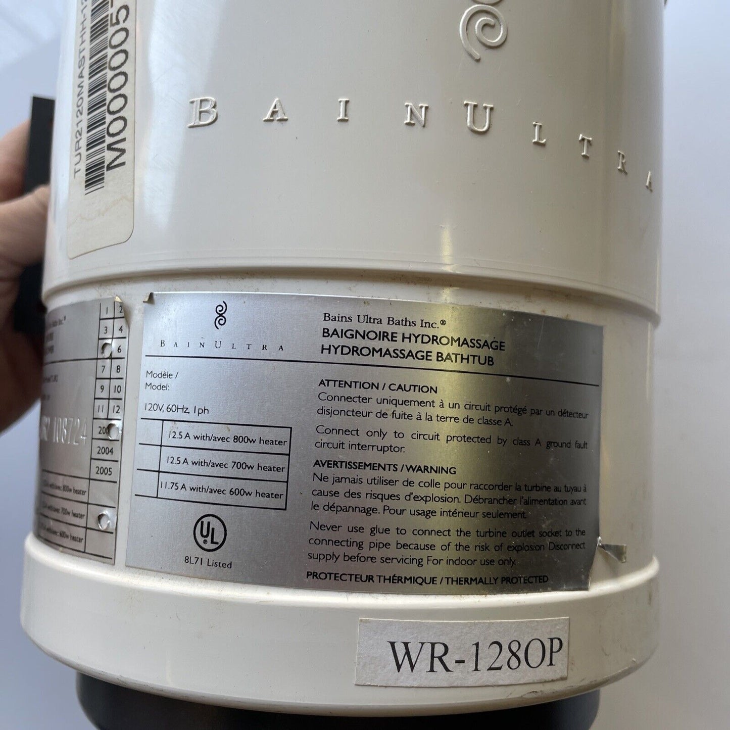 Bain Ultra TUR2- Heated Air Blower 13A/800W -Bainultra Hydromassage Bathtubs